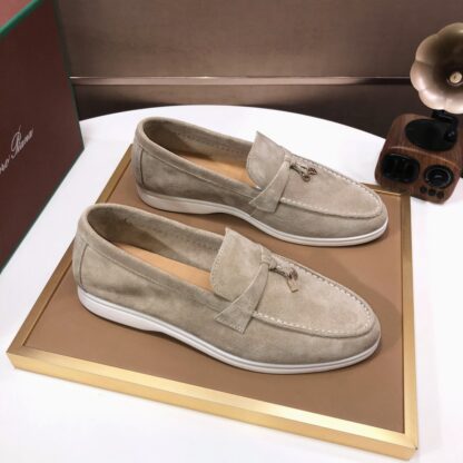Hermès grey apricot couple high-end classic loafers - Image 3