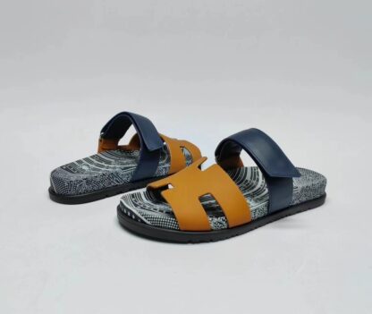 Hermès Couples Braided Brown, Blue and Black Slippers - Image 3