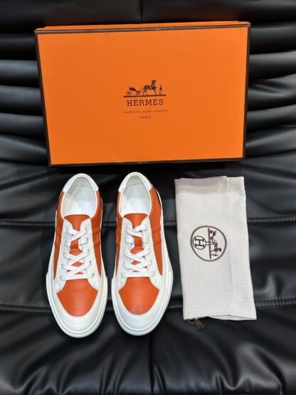 Hermès Men's Orange Comfort Low-Top Casual Sneakers - Image 3