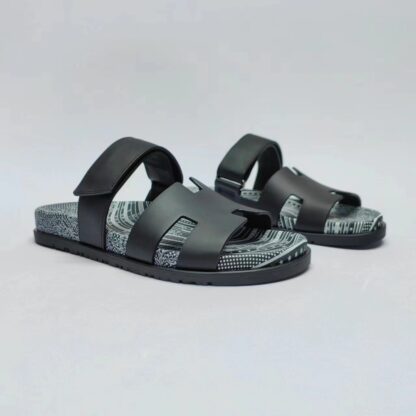 Hermès classic black and grey couple woven slippers - Image 3