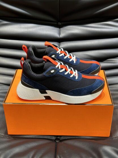 Hermes high-end men's black and blue round toe fashion casual sports shoes - Image 3