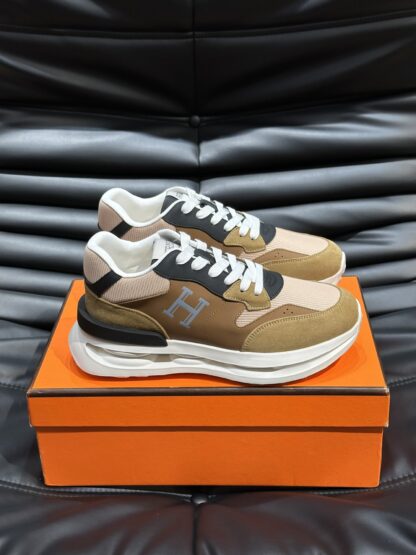 Hermes men's thick-soled apricot brown fashion casual sports shoes - Image 3