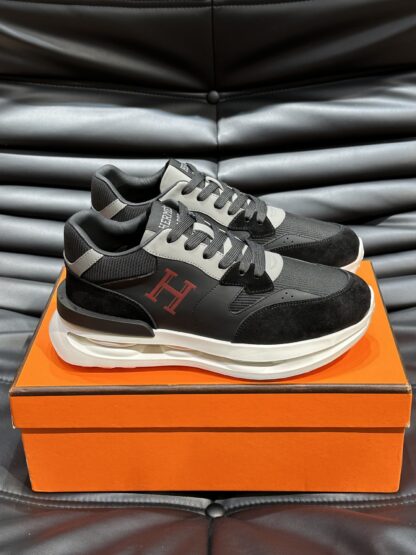 Hermes men's thick-soled black and gray fashion casual sports shoes - Image 3