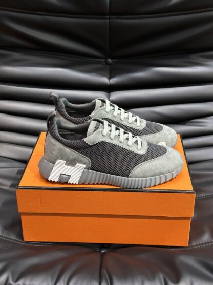 Hermes grey and black all-match casual sneakers - Image 3