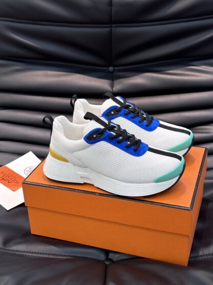 Hermes men's white and blue comfortable breathable simple casual sports shoes - Image 3