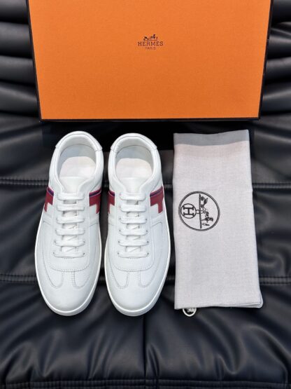 Hermès men's lightweight low-top white and red casual sports shoes - Image 3