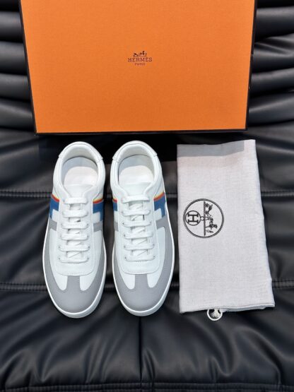 Hermès men's lightweight low-top white and blue casual sports shoes - Image 3