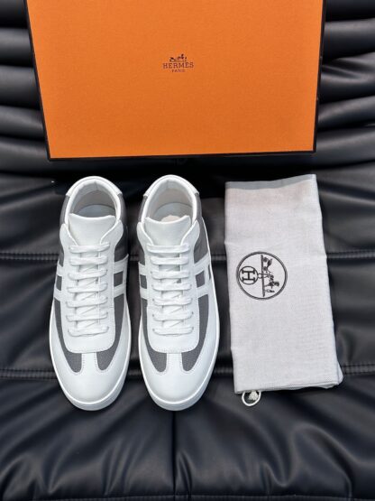 Hermes men's white and gray soft and comfortable high-top casual sports shoes - Image 3