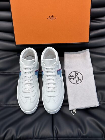 Hermes men's white and blue soft and comfortable high-top casual sports shoes - Image 3