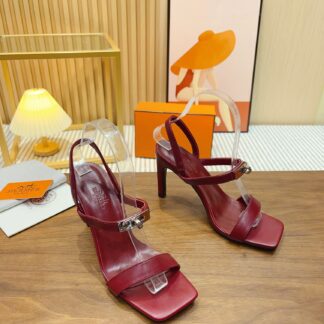 Hermès handmade stiletto sandals in dark red