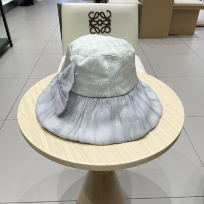 Dior big bow pleated design versatile bucket hat - Image 4