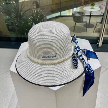Dior bow ribbon straw hat - Image 4