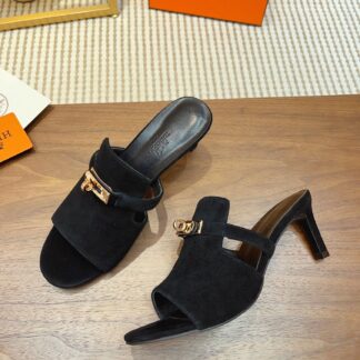 Hermès new handmade black stiletto sandals