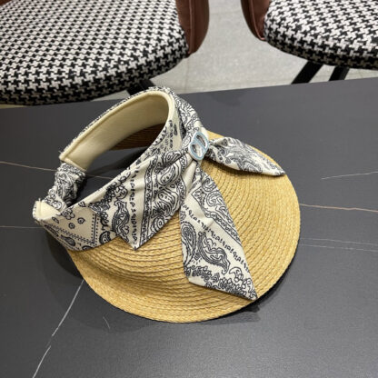 Dior raffia hat summer bow sun hat - Image 4