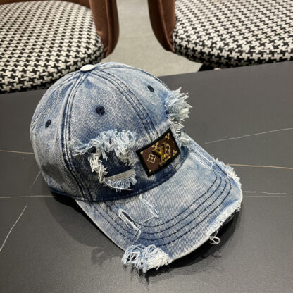 Louis Vuitton denim ripped baseball cap - Image 4