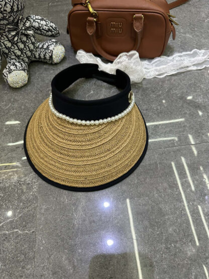 Dior lace pearl grass sunscreen black vinyl empty top hat - Image 4