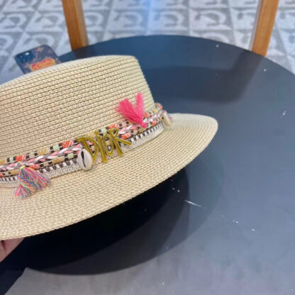 Dior hollow flat top straw hat - Image 4
