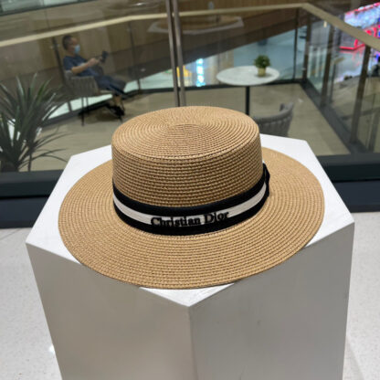 Dior Flat Bucket Hat Simple Straw Hat - Image 4