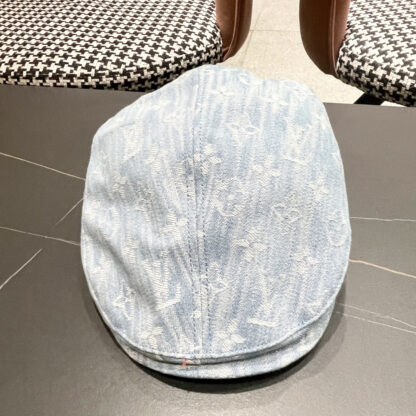 Louis Vuitton fashionable versatile denim jacquard beret breathable sun hat - Image 3
