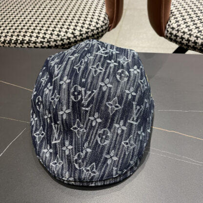 Louis Vuitton fashionable versatile denim jacquard beret breathable sun hat - Image 3