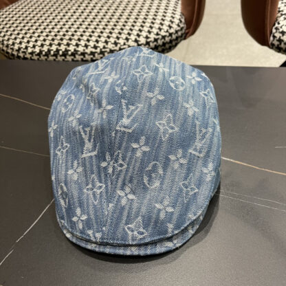 Louis Vuitton fashionable versatile denim jacquard beret breathable sun hat - Image 3