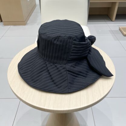 Hermes striped bow leisure versatile bucket hat - Image 2