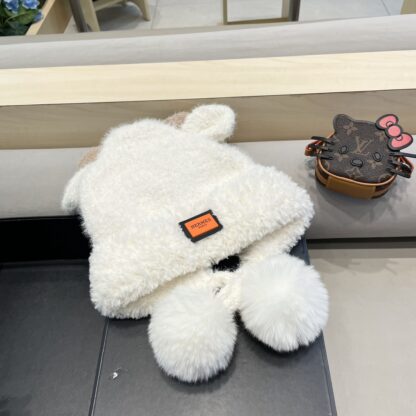 Hermes autumn and winter thick warm cute bear ears knitted hat - Image 3
