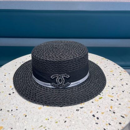 Chanel Camellia Hepburn Retro Flat Straw Hat - Image 3