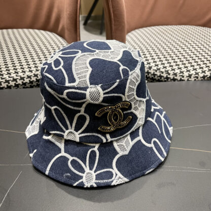 Chanel Spring and Summer Fashion All-match Embroidered Flower Bucket Hat - Image 3