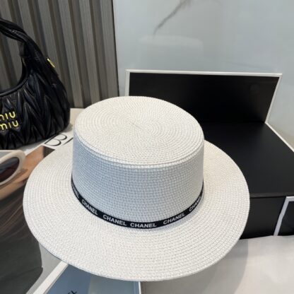 Chanel versatile high-end flat top straw hat - Image 3