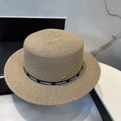 Chanel all-match high-end flat top straw hat - Image 3
