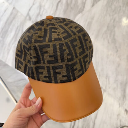 Fendi Fashion Leather Trim Baseball Cap - Image 4