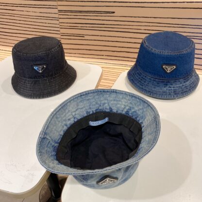 Prada Unisex Denim Bucket Hat - Image 3