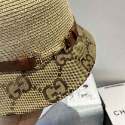 Gucci leather belt style straw hat - Image 3