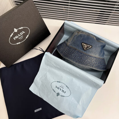 Prada Denim Gradient Washed Bucket Hat - Image 3