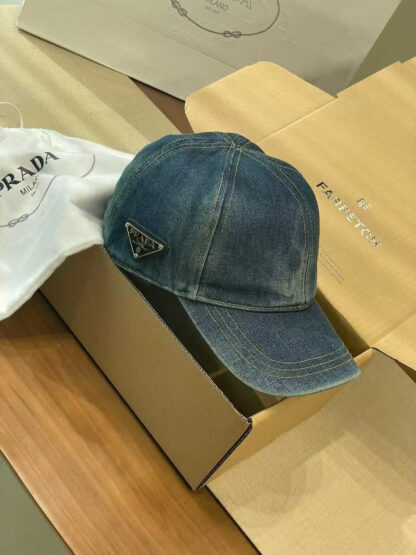 Prada Denim Gradient Washed Baseball Cap - Image 3