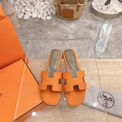 Hermès summer versatile classic orange flat slippers - Image 2