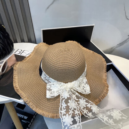 Miu Miu Straw Hat with Lace - Image 3