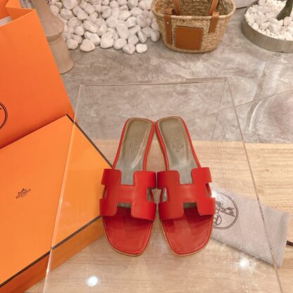 Hermès summer versatile classic red flat slippers - Image 2