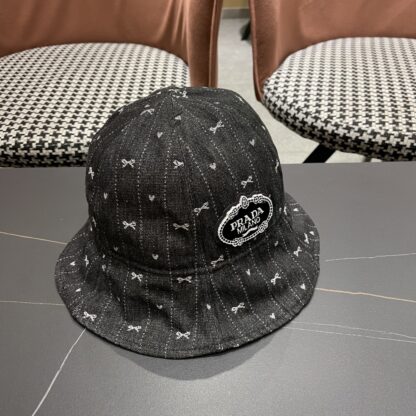 Prada Bow Denim Bucket Hat - Image 3