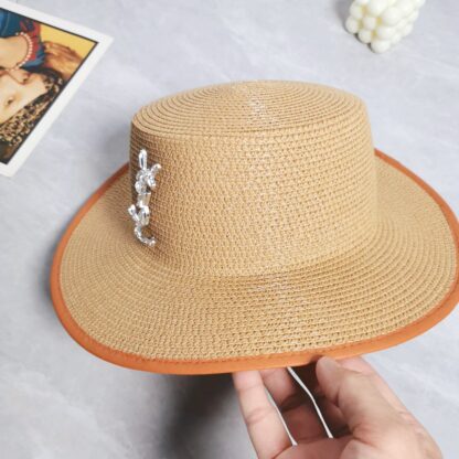 Yves Saint Laurent popular flat top straw hat - Image 3