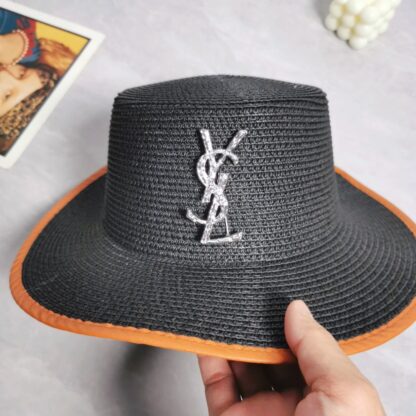 Yves Saint Laurent popular flat top straw hat - Image 3