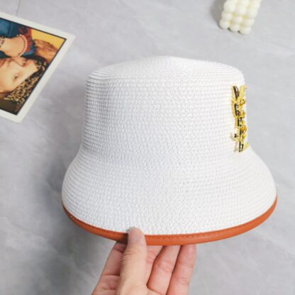 Yves Saint Laurent popular flat top straw hat - Image 3