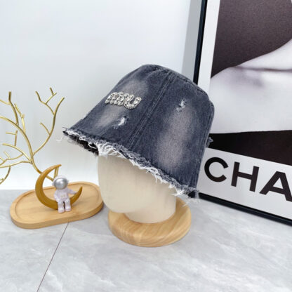 Miu Miu Simple Denim Bucket Hat for Men and Women - Image 4