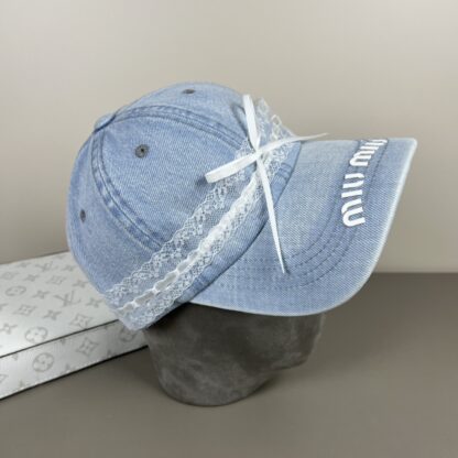 Miu Miu Delicate Bow Lace Baseball Cap - Image 4
