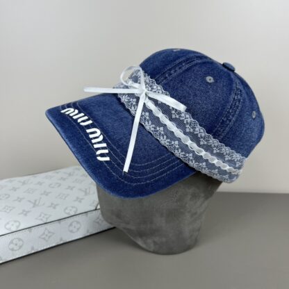 Miu Miu Delicate Bow Lace Trim Baseball Cap - Image 4