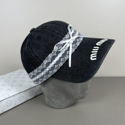 Miu Miu Delicate Bow Lace Trim Baseball Cap - Image 4
