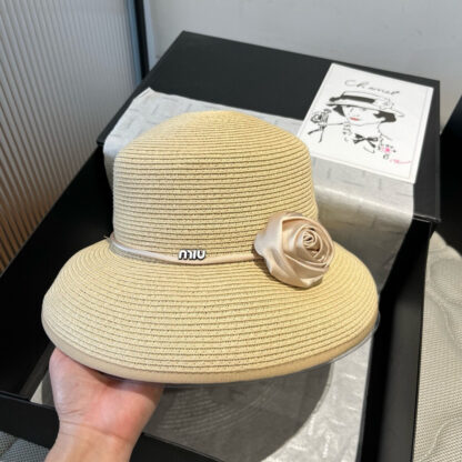 Miu Miu Rose Raffia Hat - Image 4