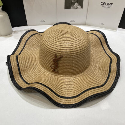 Yves Saint Laurent color matching lotus edge top hat basin hat straw hat - Image 3
