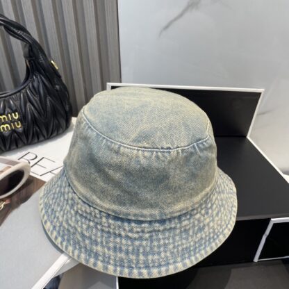 Prada washed soft denim bucket hat for men and women - Image 3